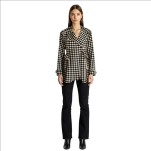 Y2K Lauren Ralph Lauren Double Breasted Cropped Trench Coat Gingham Checkers